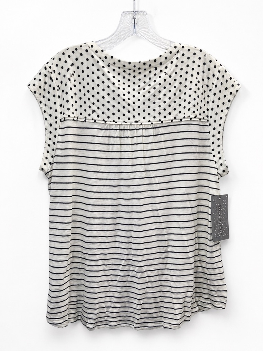 Daniel Rainn Polka Dot Stripe Blouse XL Linen Blend‎ Sleeveless NWT Stitch Fix - Picture 5 of 7